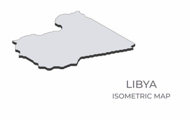Libya haritası basit bir izometrik formda. Ülkenin izometrik haritasının çizimi