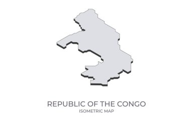 Kongo Cumhuriyeti haritası basit bir izometrik formda. Ülkenin izometrik haritasının çizimi