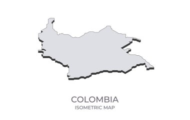 Kolombiya haritası basit izometrik formda. Ülkenin izometrik haritasının çizimi.