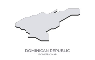 Dominik Cumhuriyeti haritası basit bir izometrik formda. Ülkenin izometrik haritasının çizimi.