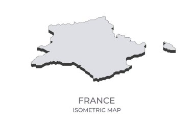 Fransa haritası basit bir izometrik formda. Ülkenin izometrik haritasının çizimi.