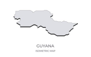 Guyana haritası basit bir izometrik formda. Ülkenin izometrik haritasının çizimi.