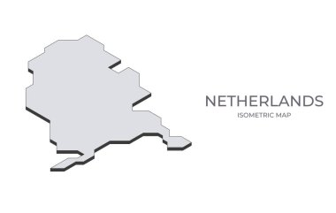 Hollanda haritası basit bir izometrik formda. Ülkenin izometrik haritasının çizimi.