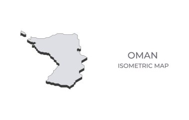 Umman 'ın haritası basit izometrik formda. Ülkenin izometrik haritasının çizimi.