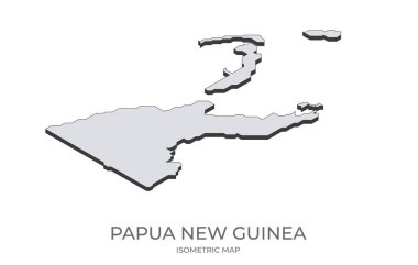 Papua Yeni Gine haritası basit izometrik formda. Ülkenin izometrik haritasının çizimi.