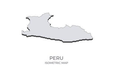 Peru haritası basit izometrik formda. Ülkenin izometrik haritasının çizimi.