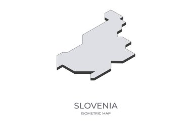 Slovenya haritası basit bir izometrik formda. Ülkenin izometrik haritasının çizimi.