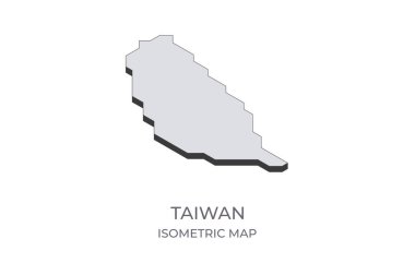Tayvan haritası basit bir izometrik formda. Ülkenin izometrik haritasının çizimi.
