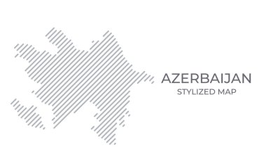 Azerbaycan 'ın minimalist tarzda stilize edilmiş doğrusal haritası. Ülke haritasının vektör illüstrasyonu.