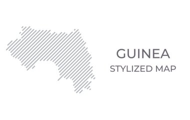 Gine 'nin minimalist tarzda stilize edilmiş doğrusal haritası. Ülke haritasının vektör illüstrasyonu.