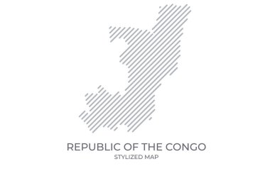 Kongo Cumhuriyeti 'nin stilize edilmiş doğrusal haritası minimalist tarzda. Ülke haritasının vektör illüstrasyonu.