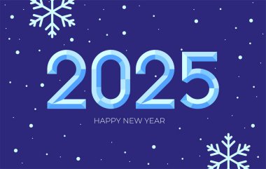 Buzlu yeni yıl 2025 poster tasarımı. Tebrik kartı broşürü, afiş, soyut tarzda poster tasarımı için kavram.