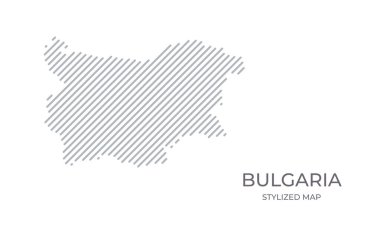 Bulgaristan 'ın minimalist tarzda stilize edilmiş doğrusal haritası. Ülke haritasının vektör illüstrasyonu.