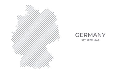 Almanya 'nın stilize edilmiş doğrusal haritası minimalist tarzda. Ülke haritasının vektör illüstrasyonu.
