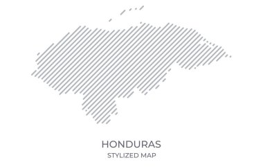 Honduras 'ın minimalist tarzda stilize edilmiş doğrusal haritası. Ülke haritasının vektör illüstrasyonu.