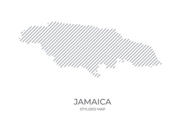 Jamaika 'nın stilize edilmiş doğrusal haritası minimalist tarzda. Ülke haritasının vektör illüstrasyonu.