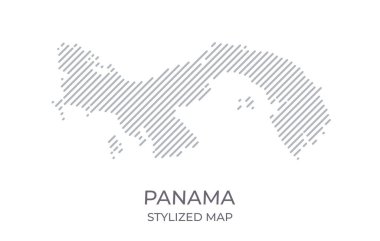 Panama 'nın minimalist tarzda stilize edilmiş doğrusal haritası. Ülke haritasının vektör illüstrasyonu.