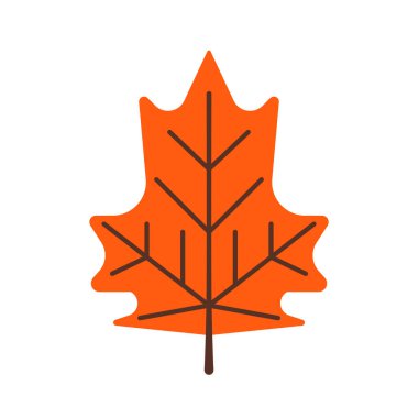 Sonbahar yaprağının basit bir tasviri. Dekorasyon için düz yaprak illüstrasyonu.