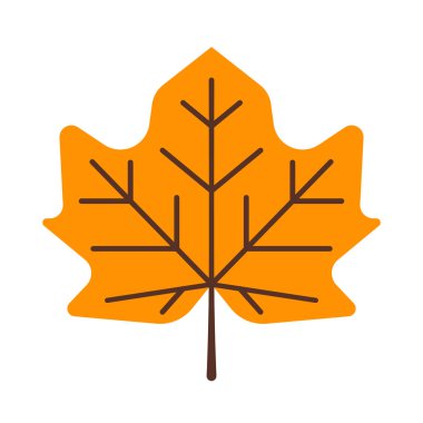 Sonbahar yaprağının basit bir tasviri. Dekorasyon için düz yaprak illüstrasyonu.