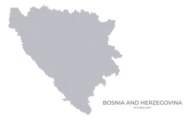 Bosna-Hersek 'in bal peteğinden yapılmış stilize haritası. Sunumlar, posterler ve diğer tasarımlar için minimalist bir formda ülkenin basit bir haritası.