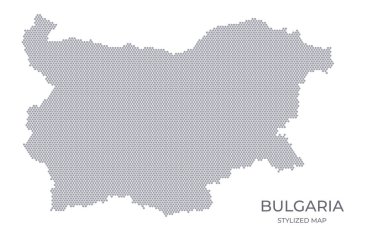 Bulgaristan 'ın bal peteğinden yapılan stilize edilmiş haritası. Sunumlar, posterler ve diğer tasarımlar için minimalist bir formda ülkenin basit bir haritası.