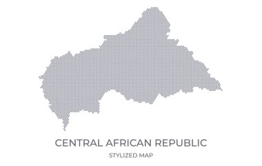 Orta Afrika Cumhuriyeti 'nin bal peteğinden yapılan stilize haritası. Sunumlar, posterler ve diğer tasarımlar için minimalist bir formda ülkenin basit bir haritası.