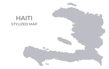 Haiti 'nin bal peteğinden yapılan stilize edilmiş haritası. Sunumlar, posterler ve diğer tasarımlar için minimalist bir formda ülkenin basit bir haritası.