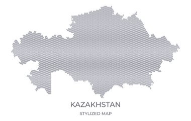 Kazakistan 'ın bal peteğinden yapılmış stilize haritası. Sunumlar, posterler ve diğer tasarımlar için minimalist bir formda ülkenin basit bir haritası.