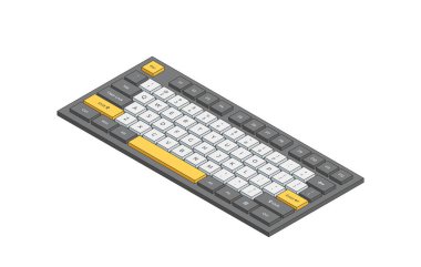 Bir klavyenin vektör izometrik çizimi. Modern tarzda mekanik oyun klavyesi. 