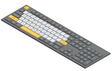 Bir klavyenin vektör izometrik çizimi. Modern tarzda mekanik oyun klavyesi. 