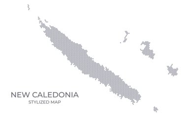 Balpeteğinden yapılan Yeni Kaledonya 'nın stilize edilmiş haritası. Sunumlar, posterler ve diğer tasarımlar için minimalist bir formda ülkenin basit bir haritası.