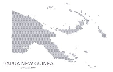 Papua Yeni Gine 'nin bal peteğinden yapılan stilize haritası. Sunumlar, posterler ve diğer tasarımlar için minimalist bir formda ülkenin basit bir haritası.