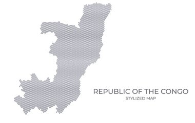Kongo Cumhuriyeti 'nin bal peteğinden yapılan stilize haritası. Sunumlar, posterler ve diğer tasarımlar için minimalist bir formda ülkenin basit bir haritası.