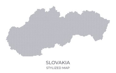 Slovakya 'nın bal peteğinden yapılan stilize haritası. Sunumlar, posterler ve diğer tasarımlar için minimalist bir formda ülkenin basit bir haritası.