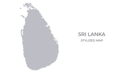 Sri Lanka 'nın bal peteğinden yapılan stilize haritası. Sunumlar, posterler ve diğer tasarımlar için minimalist bir formda ülkenin basit bir haritası.