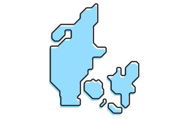 Danimarka 'nın basit bir stilize haritası. Bilgi grafikleri için modern stilize edilmiş ülke haritası.