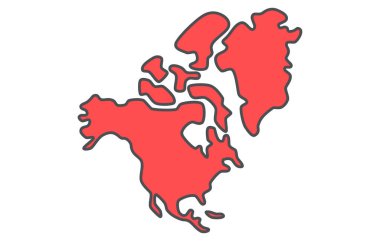 Kuzey Amerika kıtasının stilize edilmiş haritası basit bir stilde. Bilgi grafikleri ve sunumlar için kıtanın modern haritası.