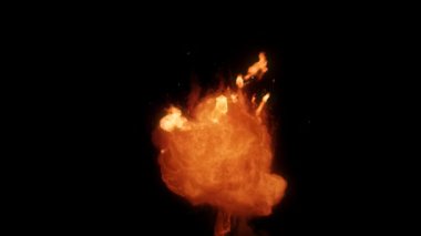 Siyah arka planda izole edilmiş yüksek hızlı bir ateş elementi görüntüsü. Video görüntüleriniz için Çerçeve Karıştırma - Çarpma komutu kullanılarak önceden eşlenebilir.