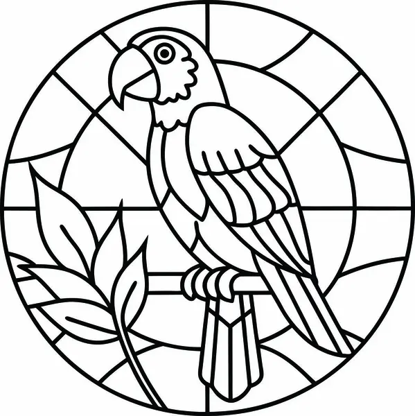 Yüksek Kalite Lekeli Cam Papağan Vektörü