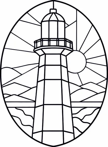 Yüksek Kalite Lekeli Cam Deniz Feneri Vektörü