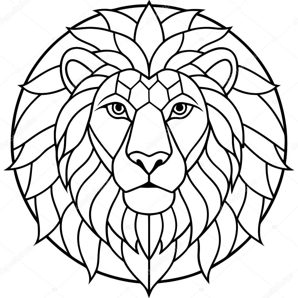 High Quality Stained Glass Lion Vector
