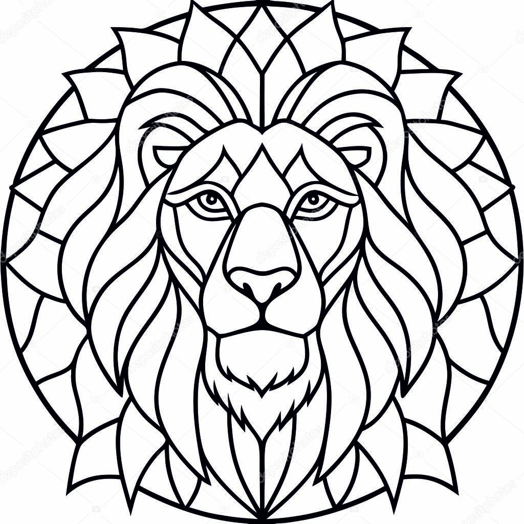 High Quality Stained Glass Lion Vector