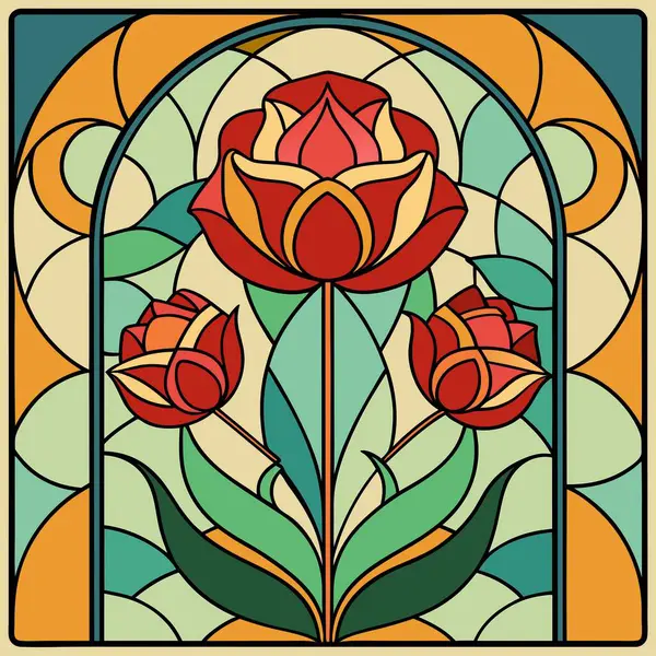 Yüksek Kalite Lekeli Cam Gül Vektörü