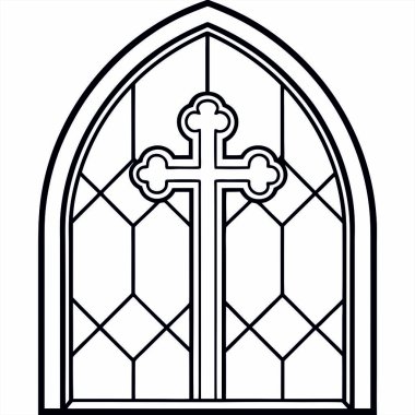 Yüksek Kalite Lekeli Cam Kilise Pencere Vektörü