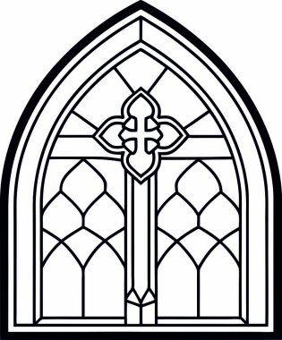 Yüksek Kalite Lekeli Cam Kilise Pencere Vektörü