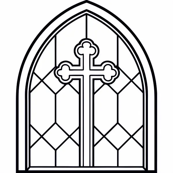 stock vector High Quality Stained Glass Church Window Vector