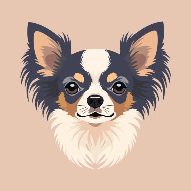 Sanat ve İllüstrasyon. İfade eden büyük gözleri ve tüylü kahverengi kürkü olan sevimli bir Chihuahua portresi. Küçük köpek meraklı ve büyüleyici görünüyor, oyuncu kişiliğini sergiliyor. Hayvan severler ve hayvanlarla ilgili tasarımlar için mükemmel..