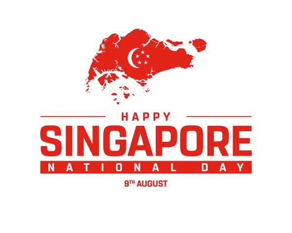 stock image Happy Singapore Independence Day Design, Independence Day of Singapore with map of Singapore, National Day of Singapore, Singapore, Vector illustration of Independence Day of Singapore on white background, National Flag of Singapore