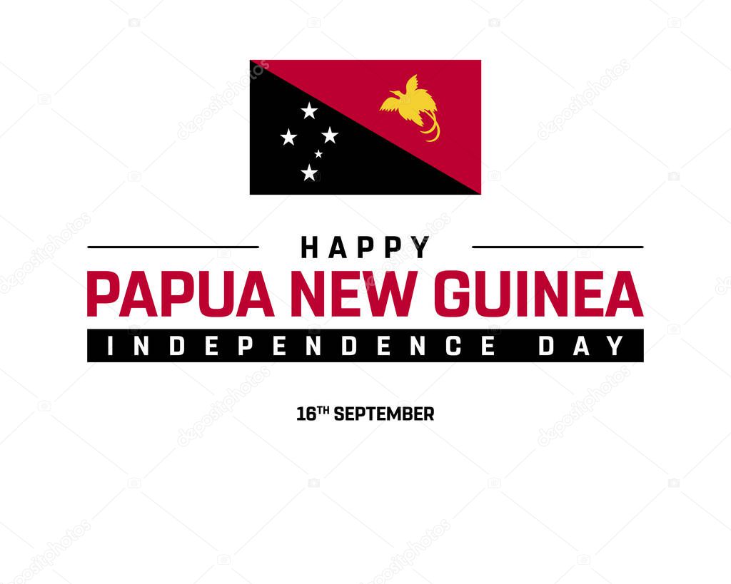Vector illustration of Independence Day of Papua New Guinea on white background, Happy Papua New Guinea Independence Day Design, Independence Day of Papua New Guinea with flag, National Day, Papua New Guinea, Editable vector Design