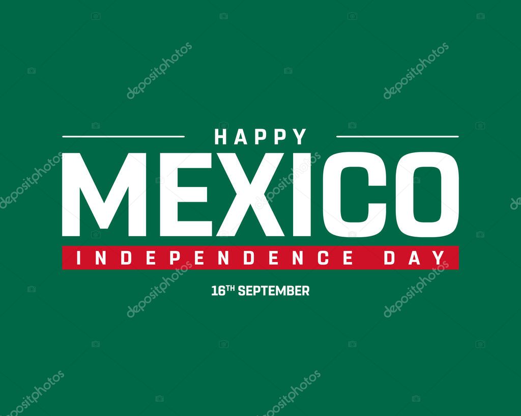Vector illustration of Independence Day of Mexico on green background, Happy Mexico Independence Day Design, Independence Day of Mexico with flag, National Day, Mexico, Editable vector Design